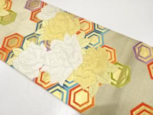 アンティーク　薔薇に亀甲模様織り出し袋帯（材料）